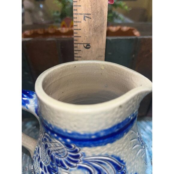 Remmy Betschdorf Cobalt Pitcher Rooster Pitcher Alsace Salt Vitrification - Picture 6 of 8